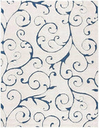 Elegant Flourish Cream Scroll Plush Shaggy Carpets & Rugs