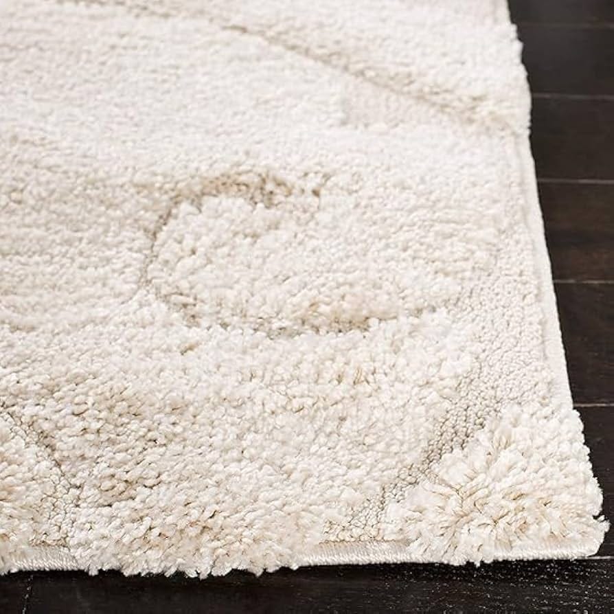 Soft Swirl Ivory Cream Scroll Plush Shaggy Carpet & Rugs