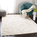 Soft Swirl Ivory Cream Scroll Plush Shaggy Carpet & Rugs