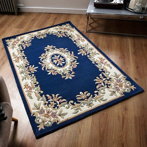 Designer Navy Blue Hand Tufted Carpets