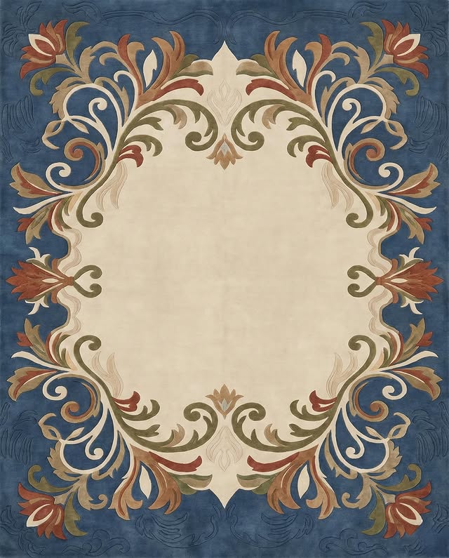 Traditional Navy Blue Hand Tufted Carpets & Rugs