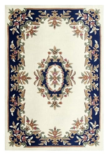 Royal Heritage Hand Tufted Wool Rug – Blue Floral – 5×8 ft