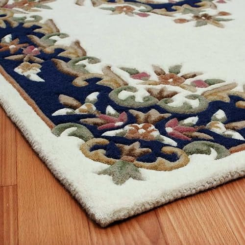 Royal Heritage Hand Tufted Wool Rug – Blue Floral – 5×8 ft