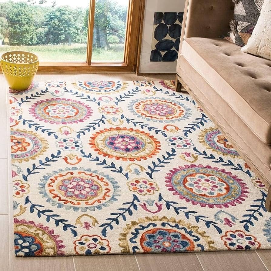 Floral Vine Patterns Multicolor Hand Tufted Carpets & Rugs