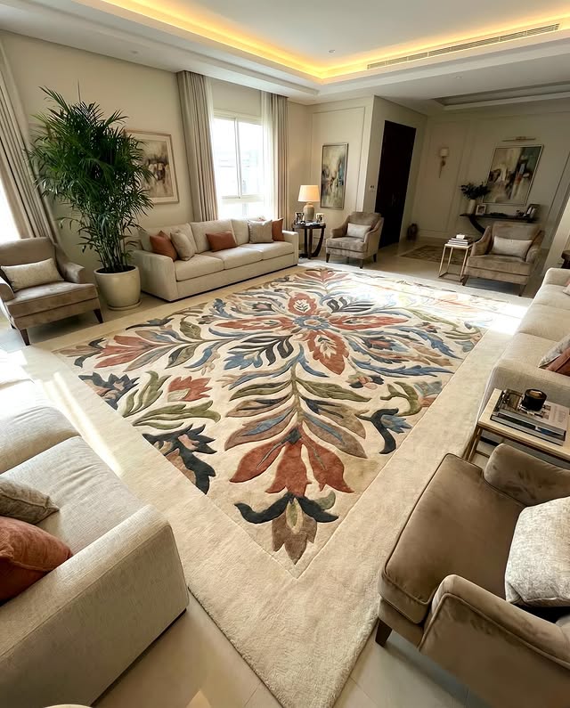 Botanical Leaf & Large floral Pattern Hand Tufted Carpets & Rugs