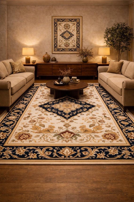 Traditional Persian Style Medallion Hand Tufted Carpets & Rugs