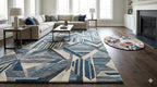 Blue Geometric Abstract  Hand Tufted Carpets & Rugs