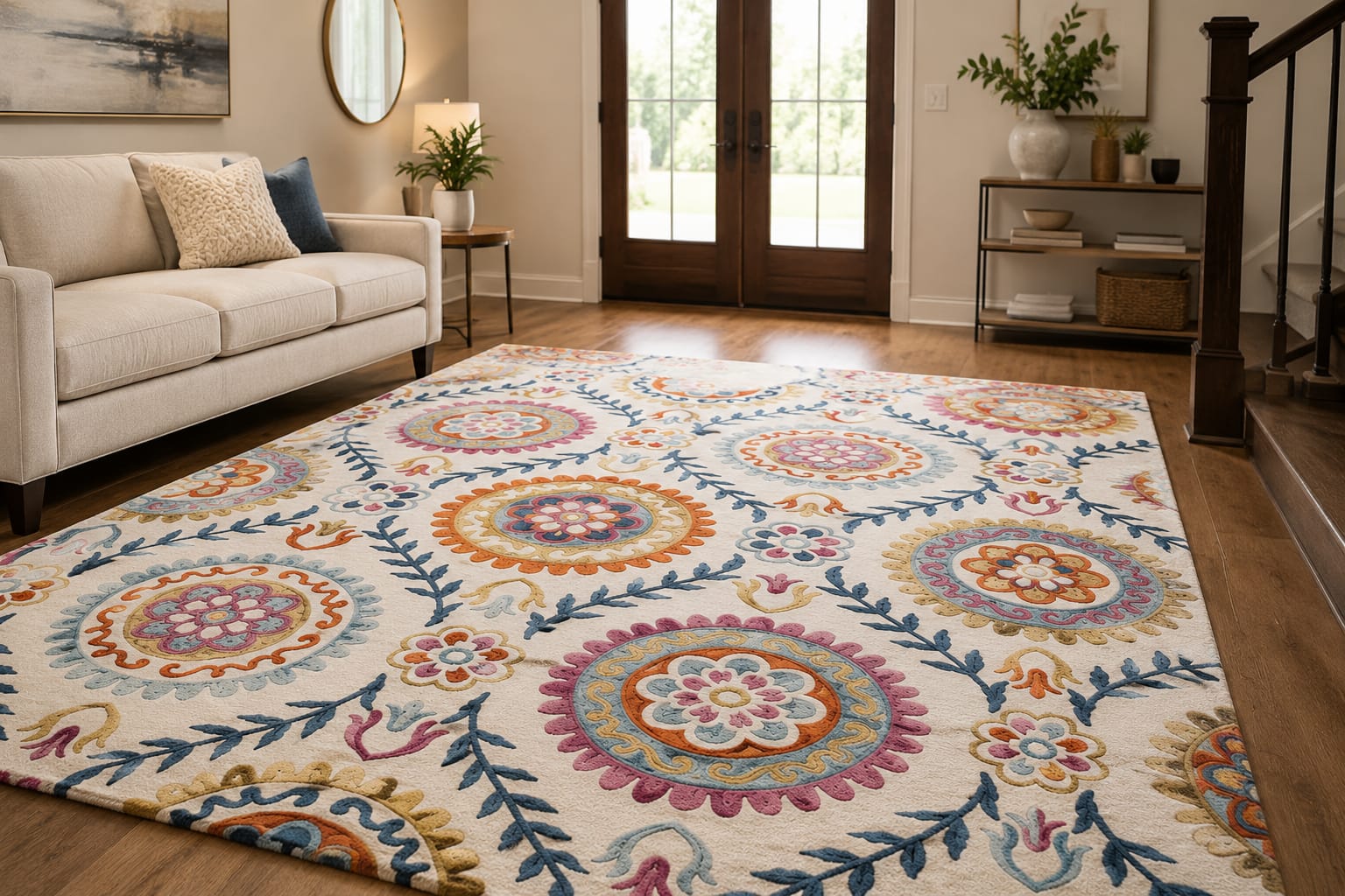 Floral Vine Patterns Multicolor Hand Tufted Carpets & Rugs