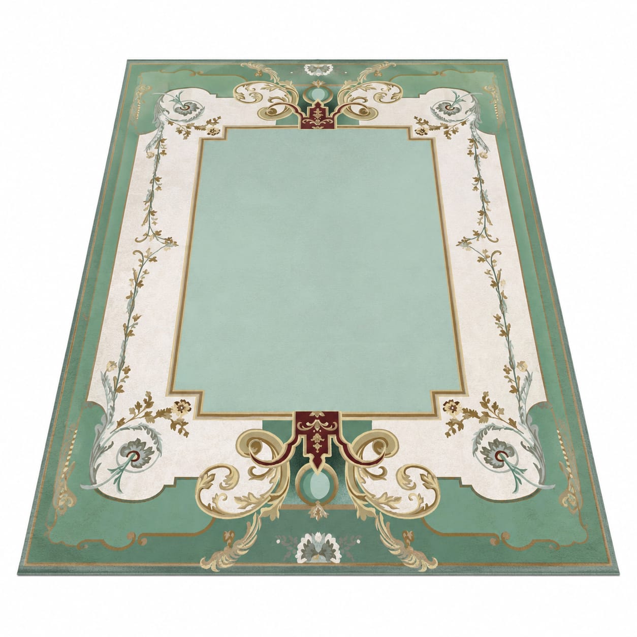 Traditional Classical Seafoam Green Hand Tufted Carpets & Rugs