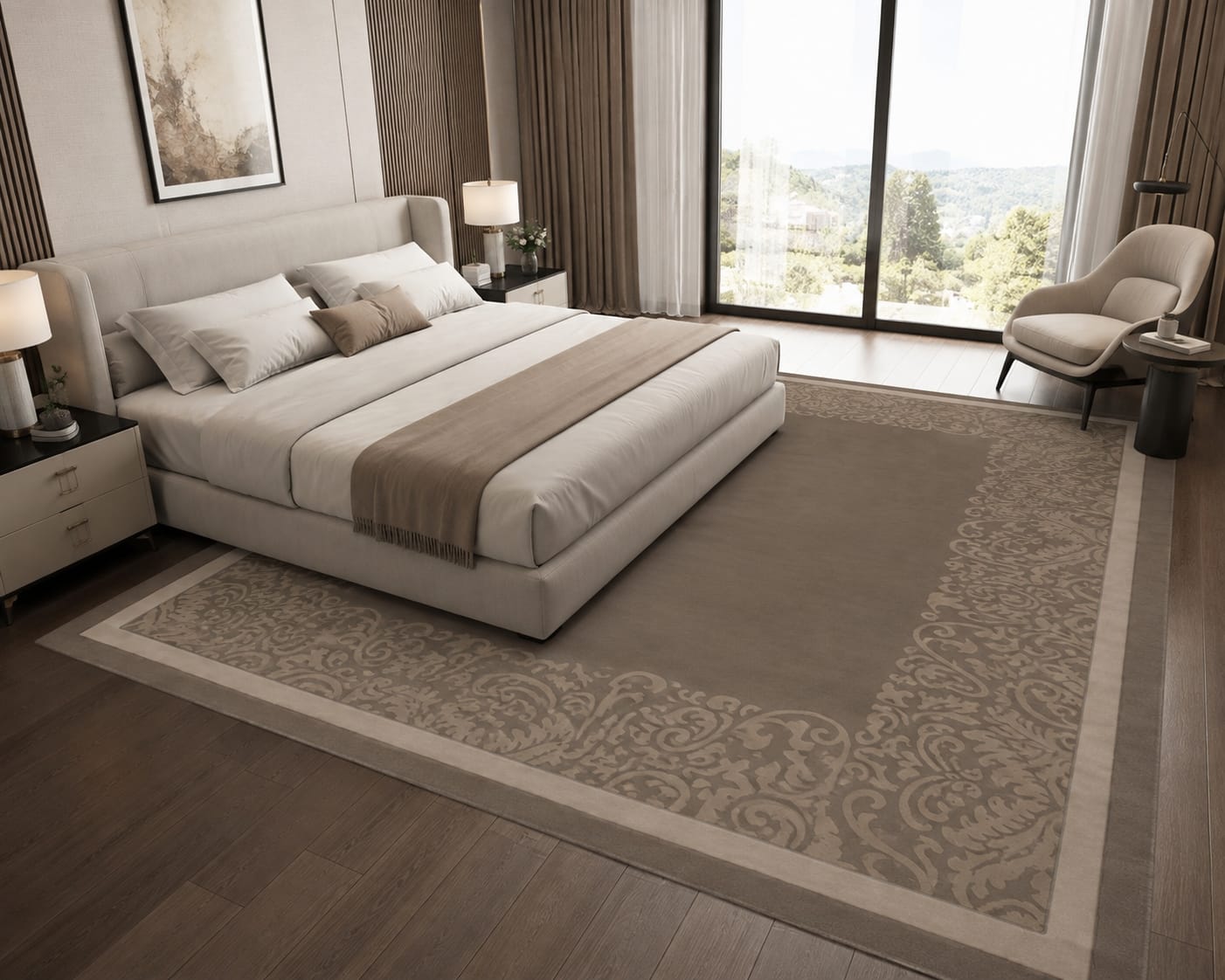 Brown & Beige Hand Tufted Carpets & Rugs