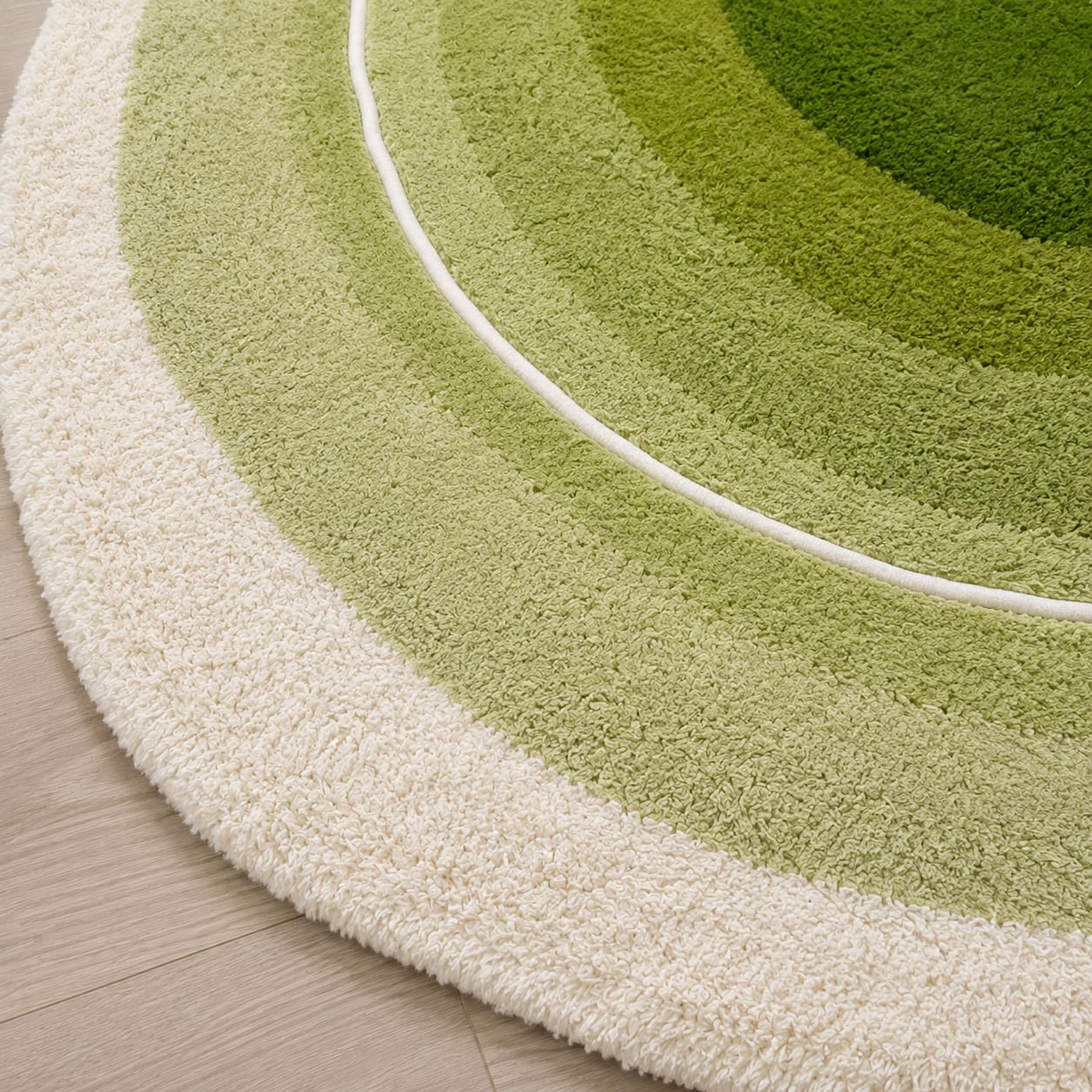 Unshaped Green & White Hand Tufted Carpets & Rugs