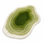 Unshaped Green & White Hand Tufted Carpets & Rugs