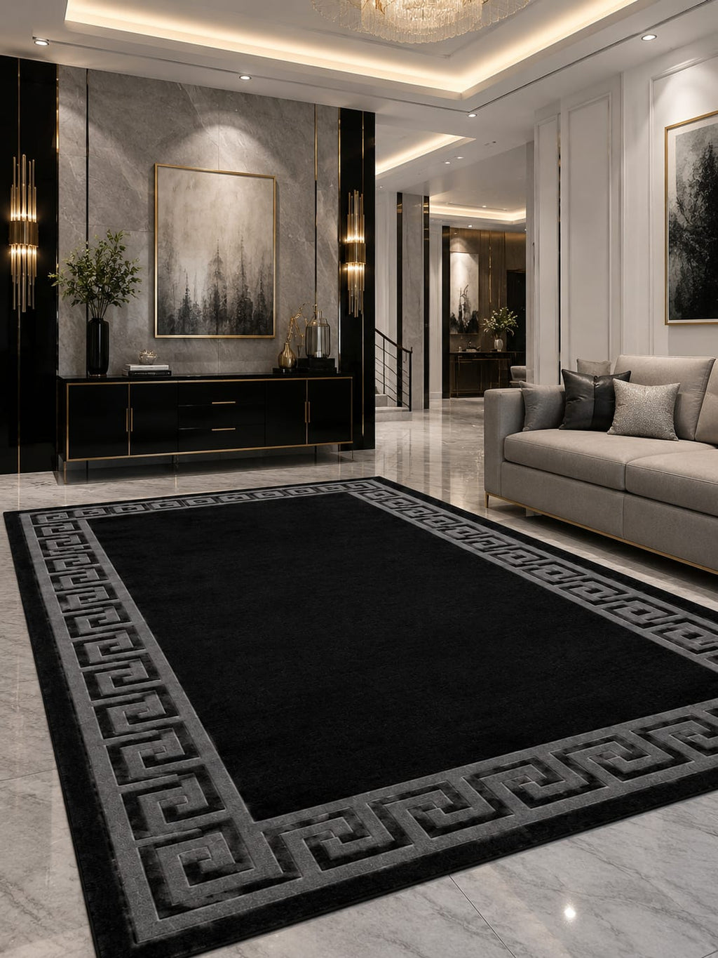 Greek Key Design Hand Tufted Carpets & Rugs
