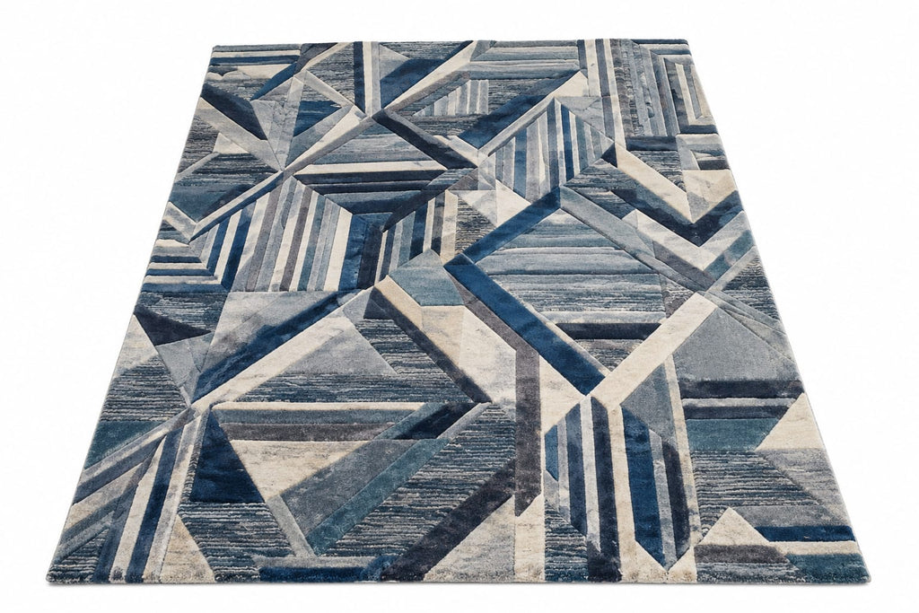 Blue Geometric Abstract  Hand Tufted Carpets & Rugs