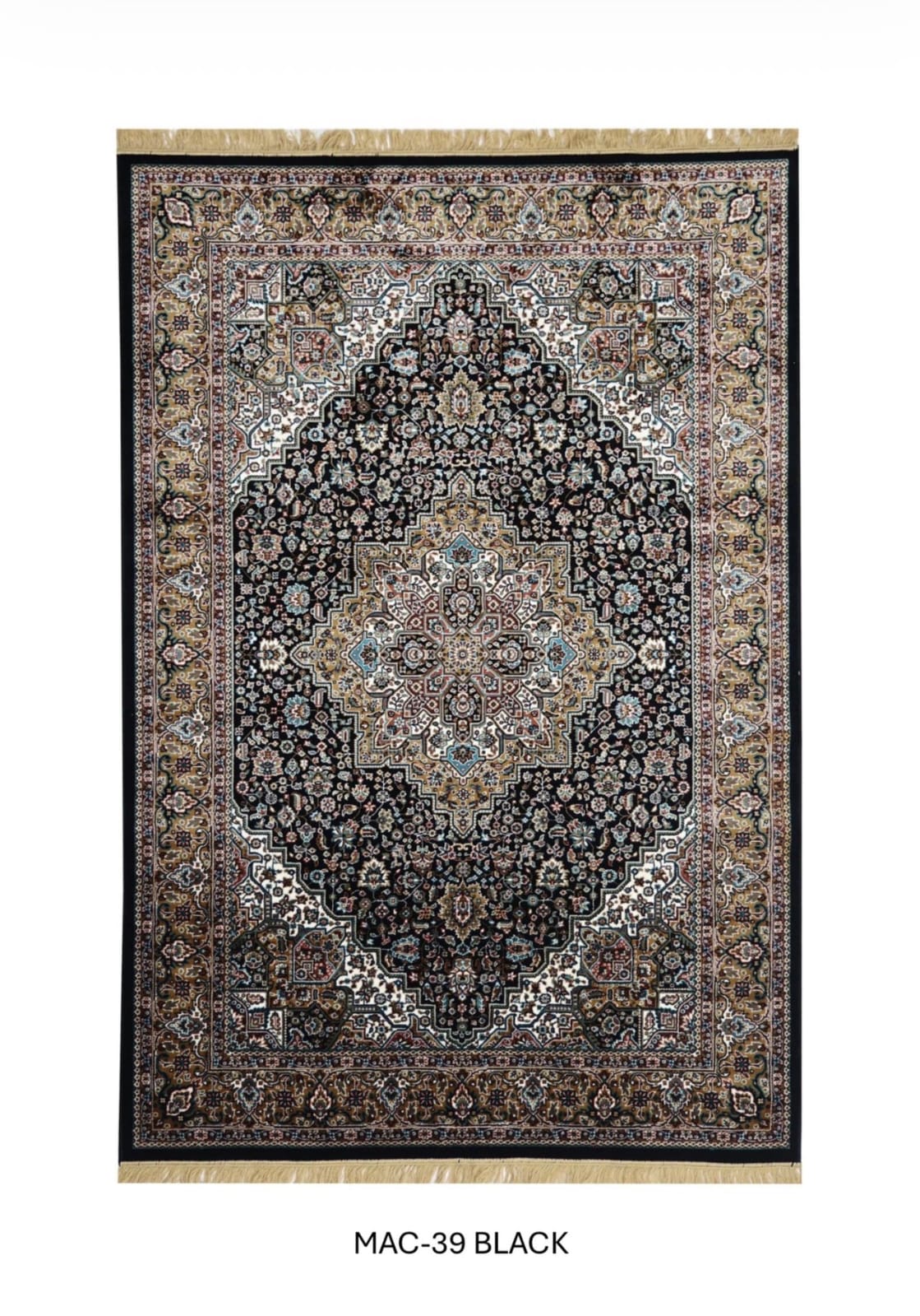 Persian Midnight Medallion Rug – Classic Floral Border