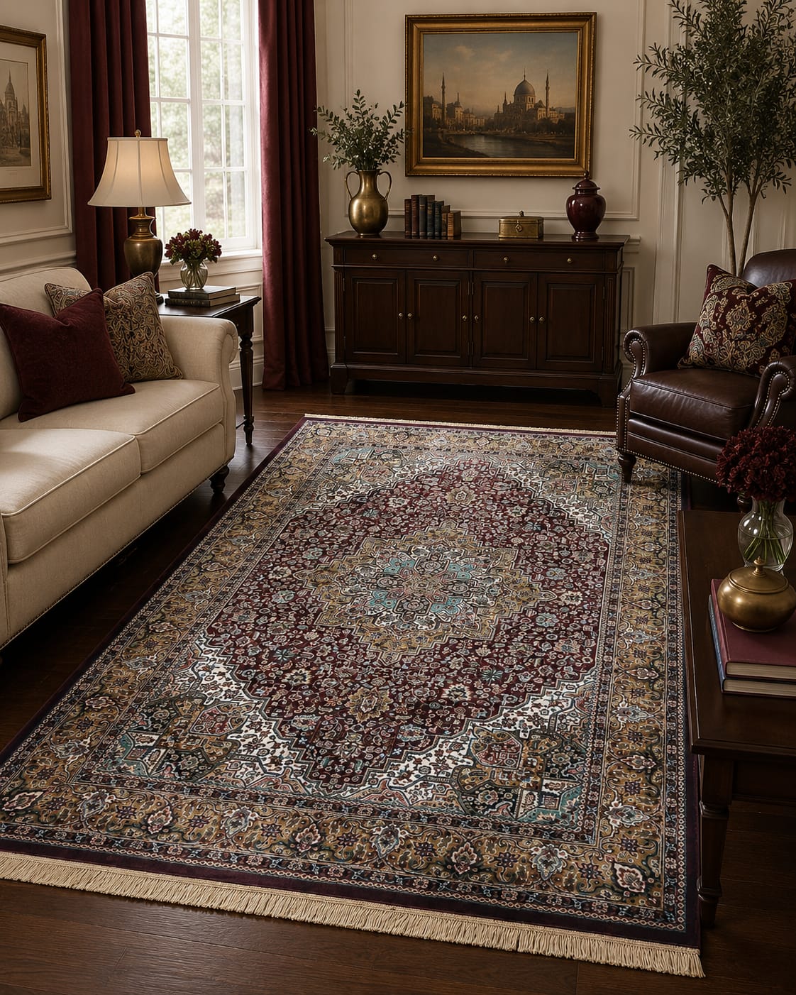 Royal Burgundy Persian Medallion Rug