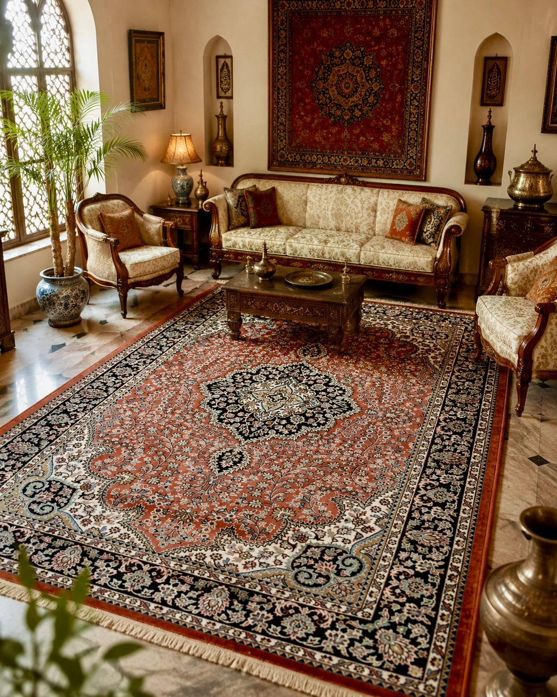 Red Persian Silk Carpet & Rugs
