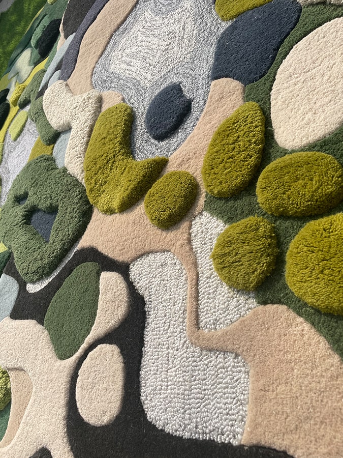 Fresco Form Forest Green Irregular Handmade Rug