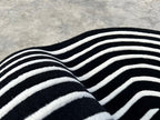 Black Flower Irregular Designer Wool Hand Tufted Rug