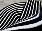 Black Flower Irregular Designer Wool Hand Tufted Rug