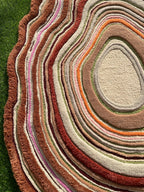 Brown Flower Irregular Designer Wool Hand Tufted Rug