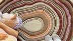 Brown Flower Irregular Designer Wool Hand Tufted Rug