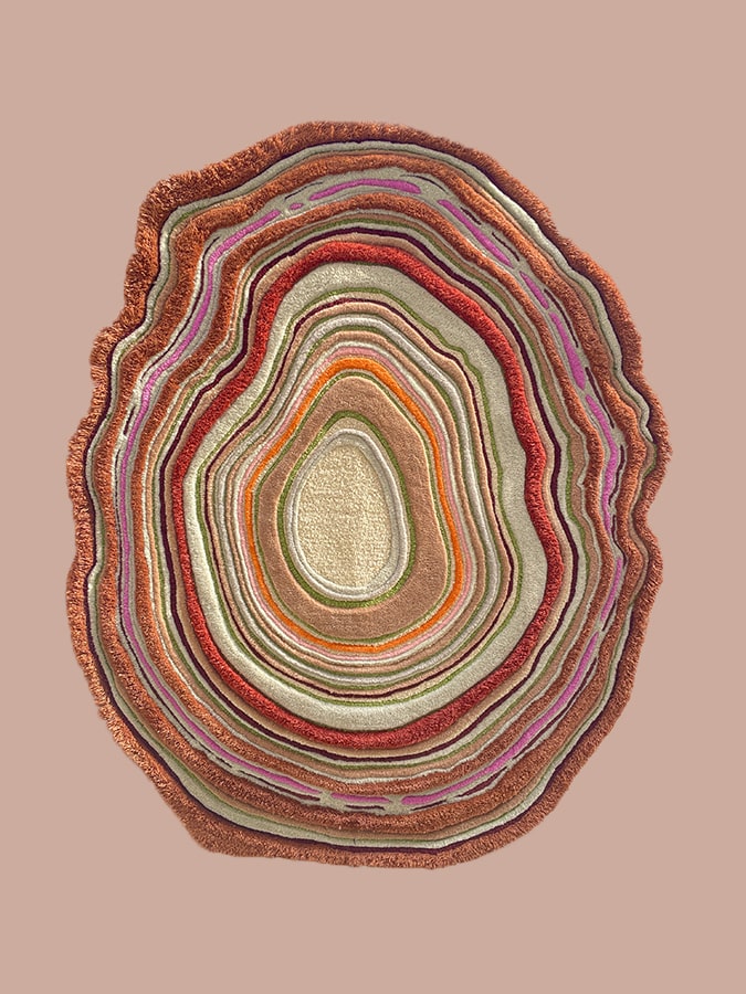 Brown Flower Irregular Designer Wool Hand Tufted Rug