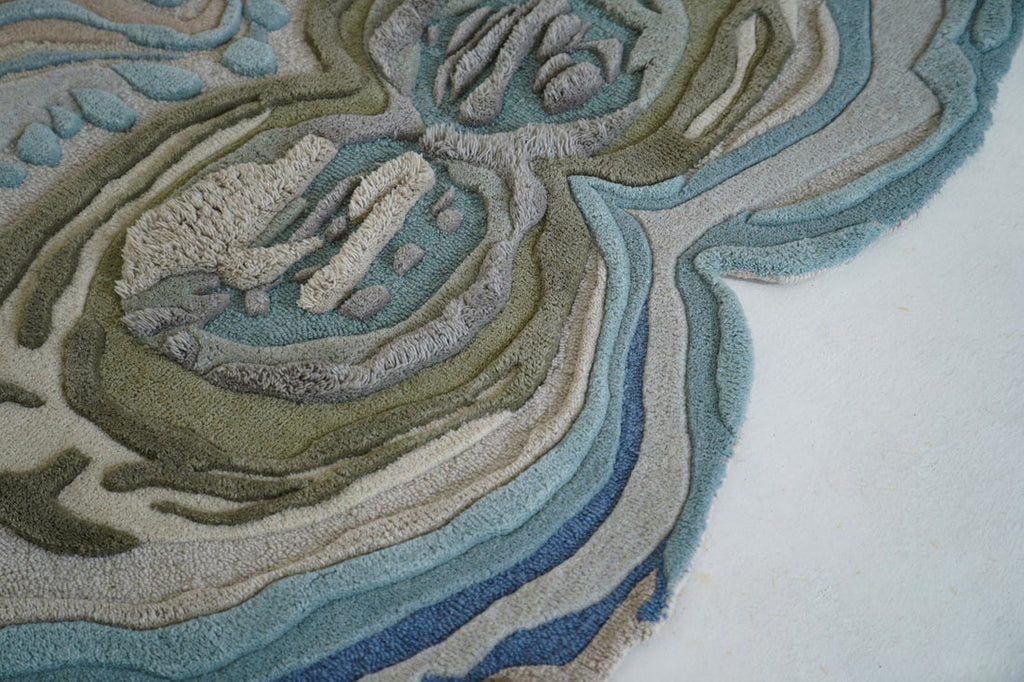 Blue Irregular Designer Wool Hand Tufted Rug