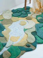 Green Vortex Irregular Handmade Rug