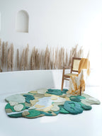 Green Vortex Irregular Handmade Rug