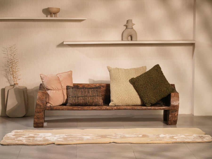 Terrain Brown Hi-Low Pile Irregular Hand Tufted Carpet & Rug