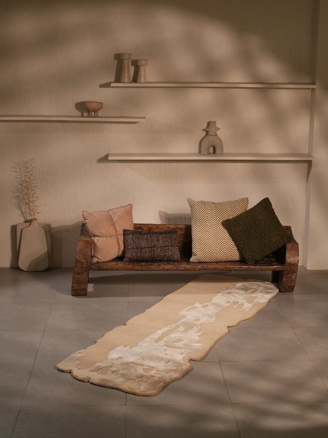Terrain Brown Hi-Low Pile Irregular Hand Tufted Carpet & Rug