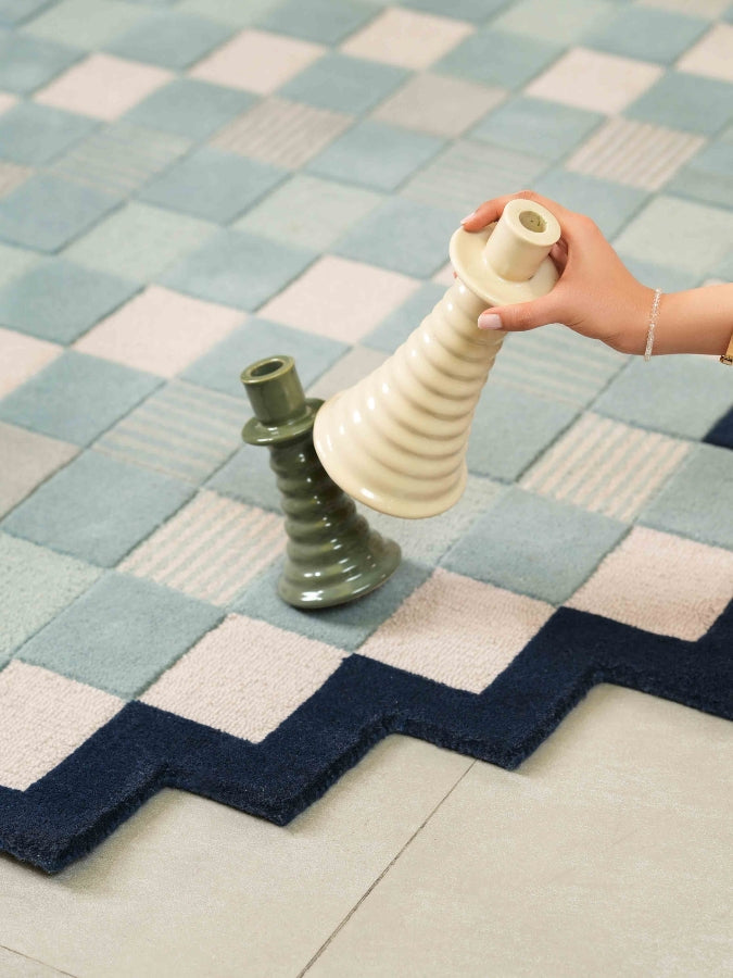 Hour Glass High-Low Beige Irregular Hand Tufted Carpet & Rug