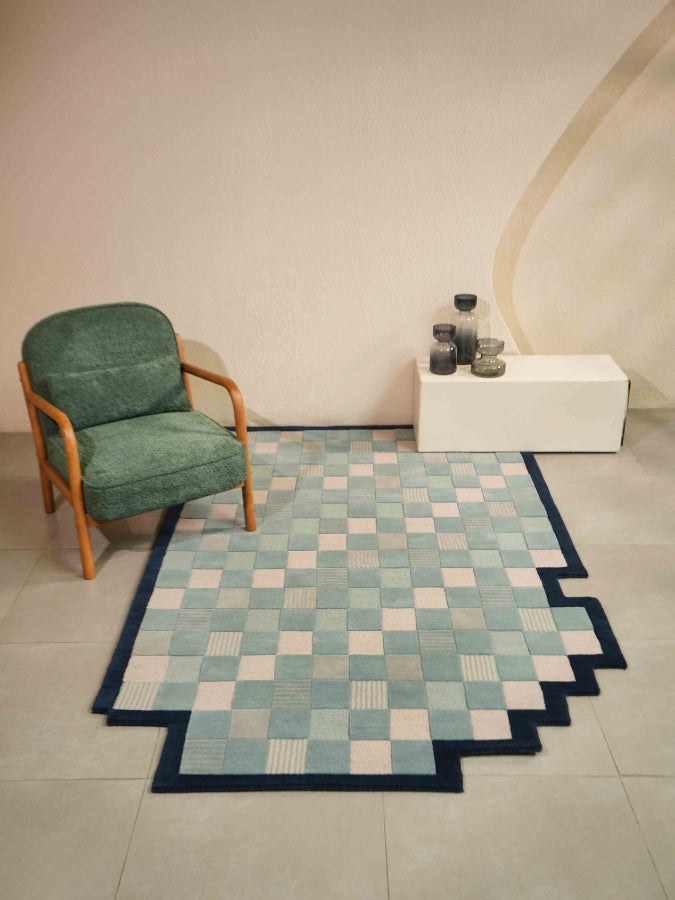 Hour Glass High-Low Beige Irregular Hand Tufted Carpet & Rug