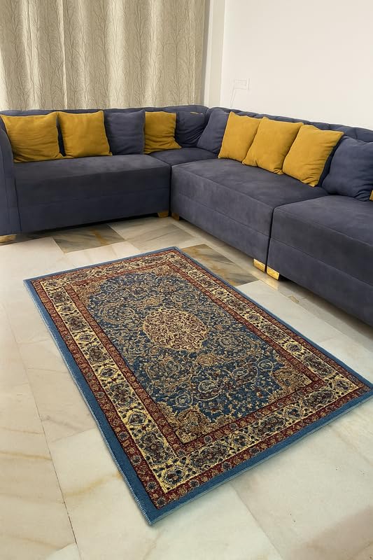 Kohinoor Traditional Pattern Hand Knotted Rectangle Anti-Skid Designer Carpet