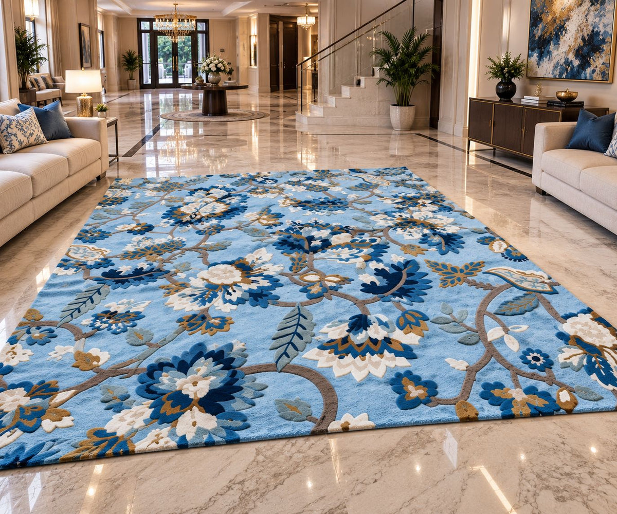 Serene Floral Rug Retreat Hand Tufted Carpets