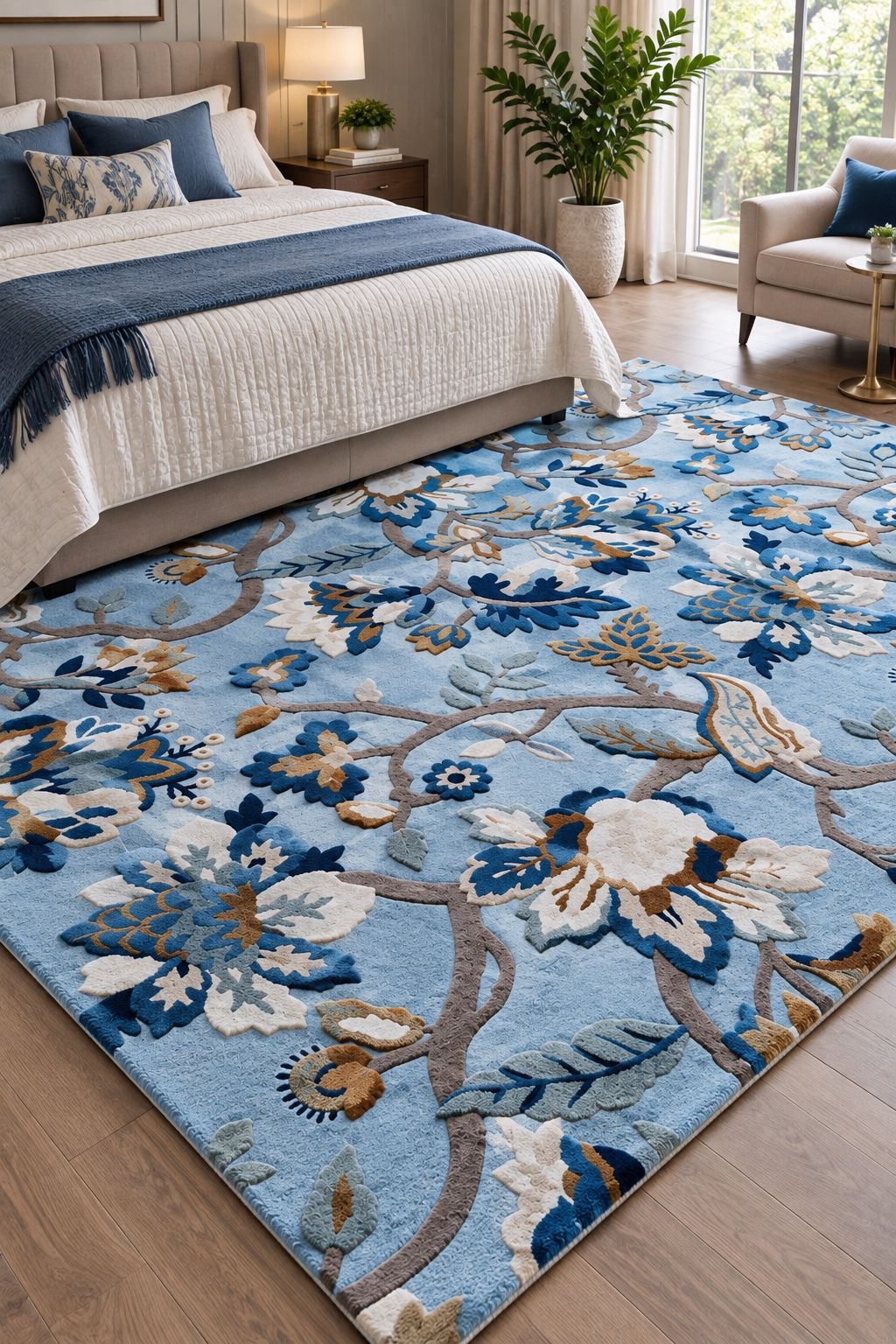Serene Floral Rug Retreat Hand Tufted Carpets