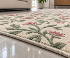 Distressed Abstract Rug on Wood Floor Hand Tufted Carpets