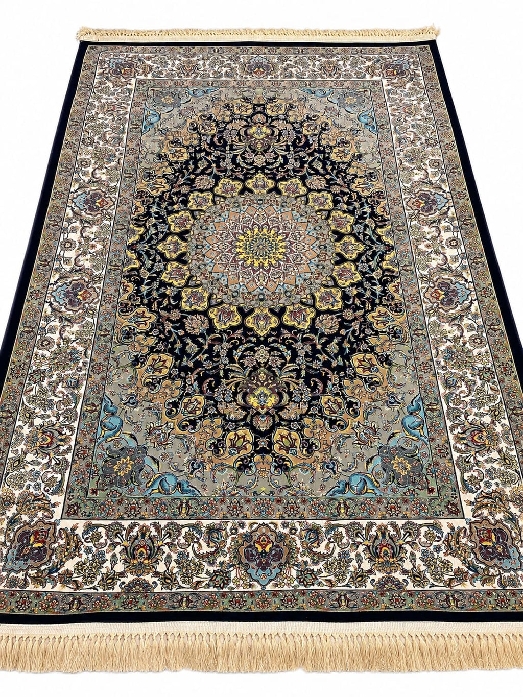 Modern Navy and Beige Rug Interior
