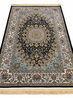 Modern Navy and Beige Rug Interior