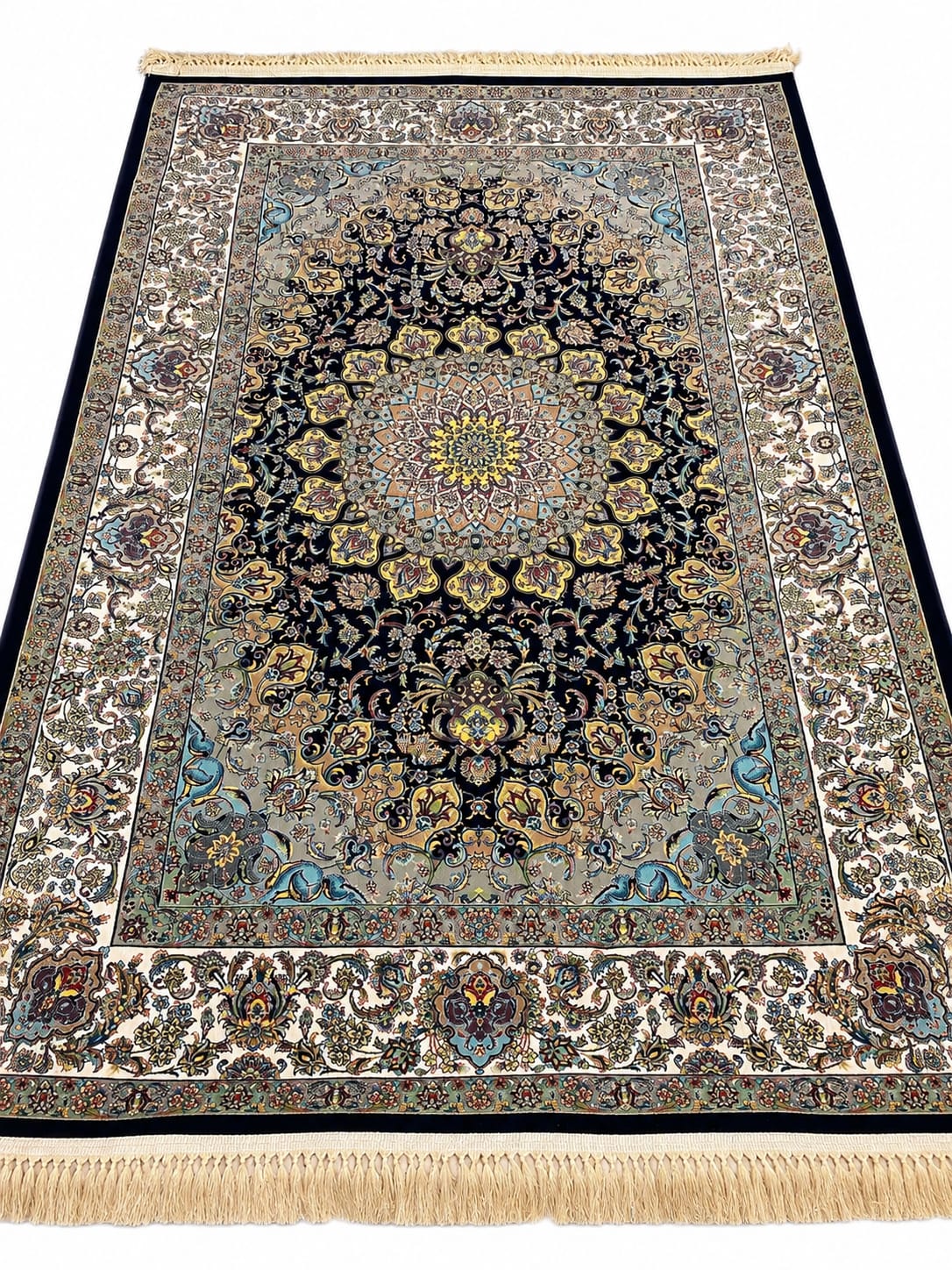 Modern Navy and Beige Rug Interior