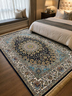 Modern Navy and Beige Rug Interior