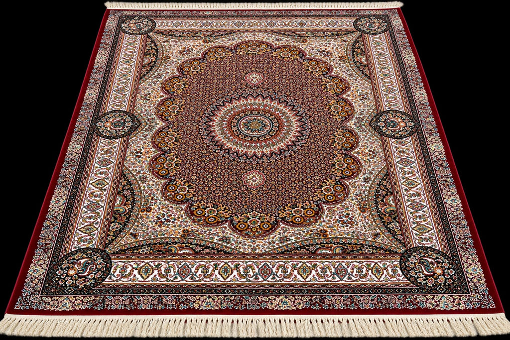 Distressed Navy Abstract Rug on Wood Floor Irani Carpets