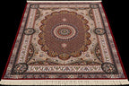 Distressed Navy Abstract Rug on Wood Floor Irani Carpets