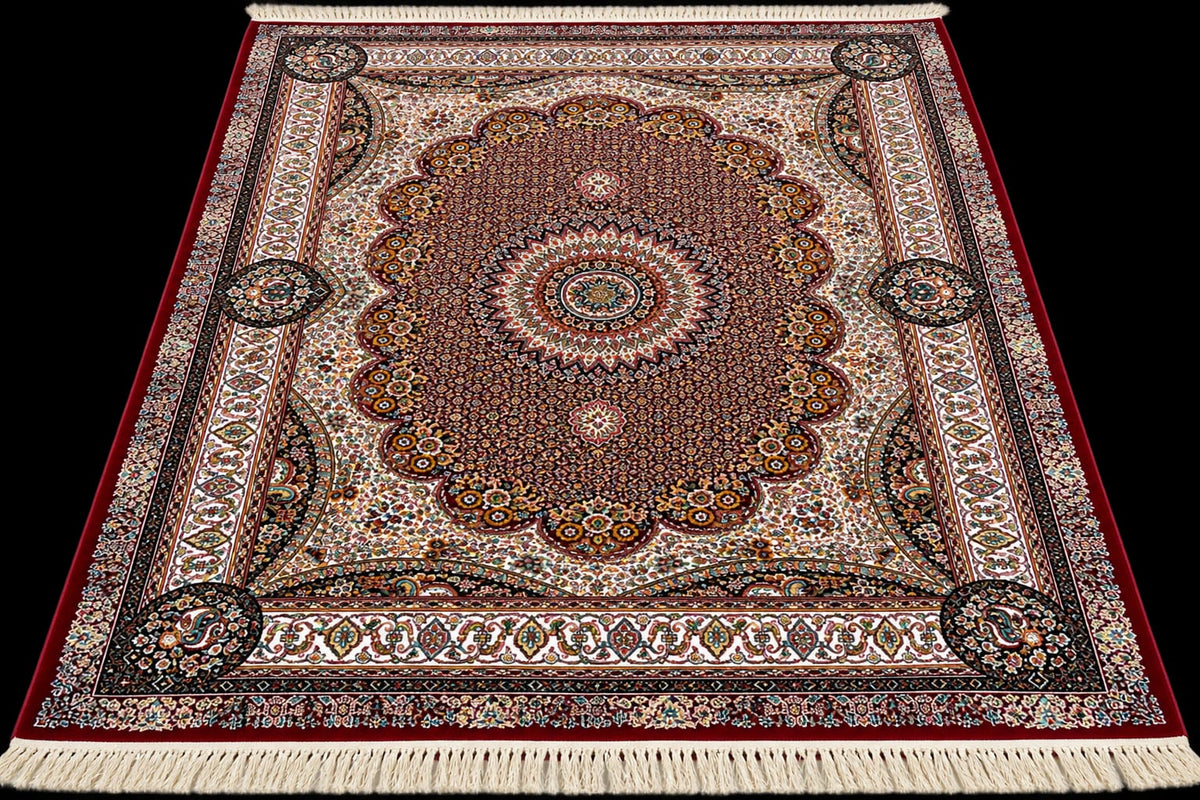 Distressed Navy Abstract Rug on Wood Floor Irani Carpets