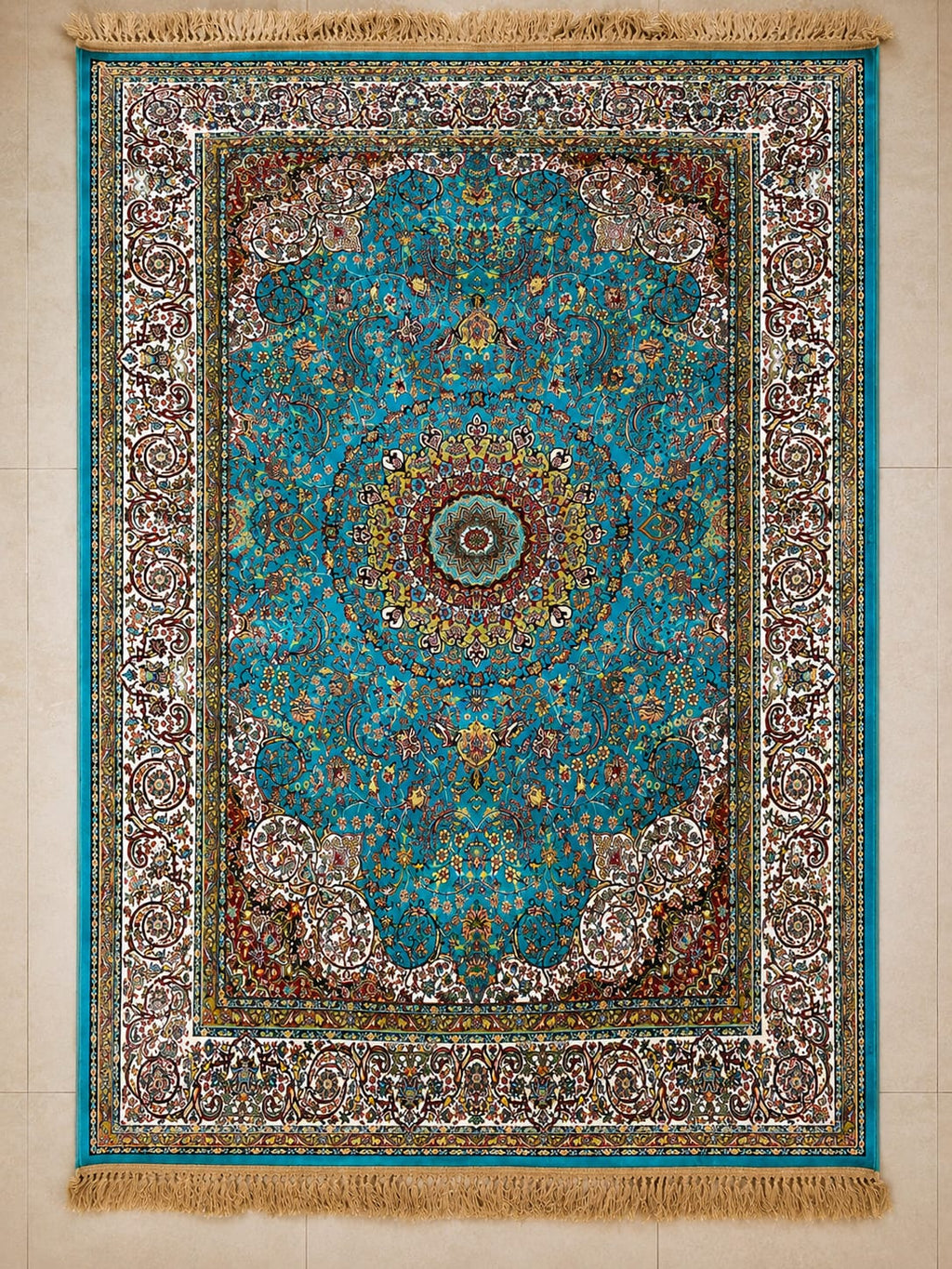 Abstract Rug on Wood Floor Irani Carpets
