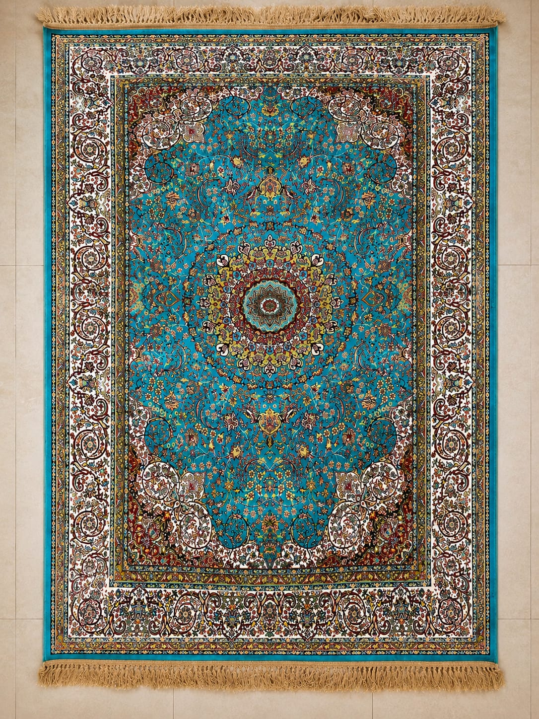 Abstract Rug on Wood Floor Irani Carpets