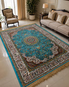 Abstract Rug on Wood Floor Irani Carpets