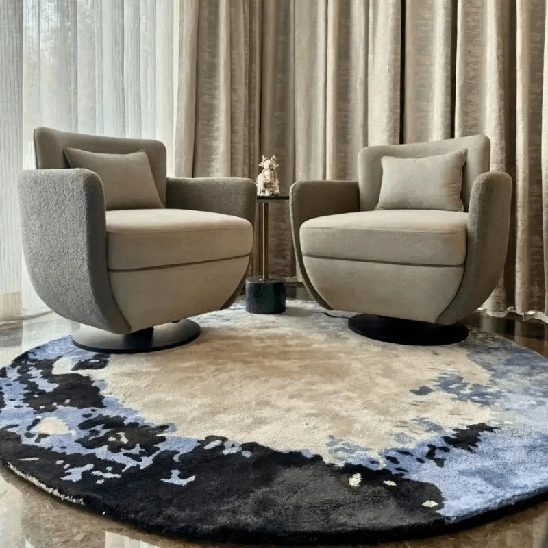 Blue Moon Round Irregular Hand Tufted Carpet & Rug