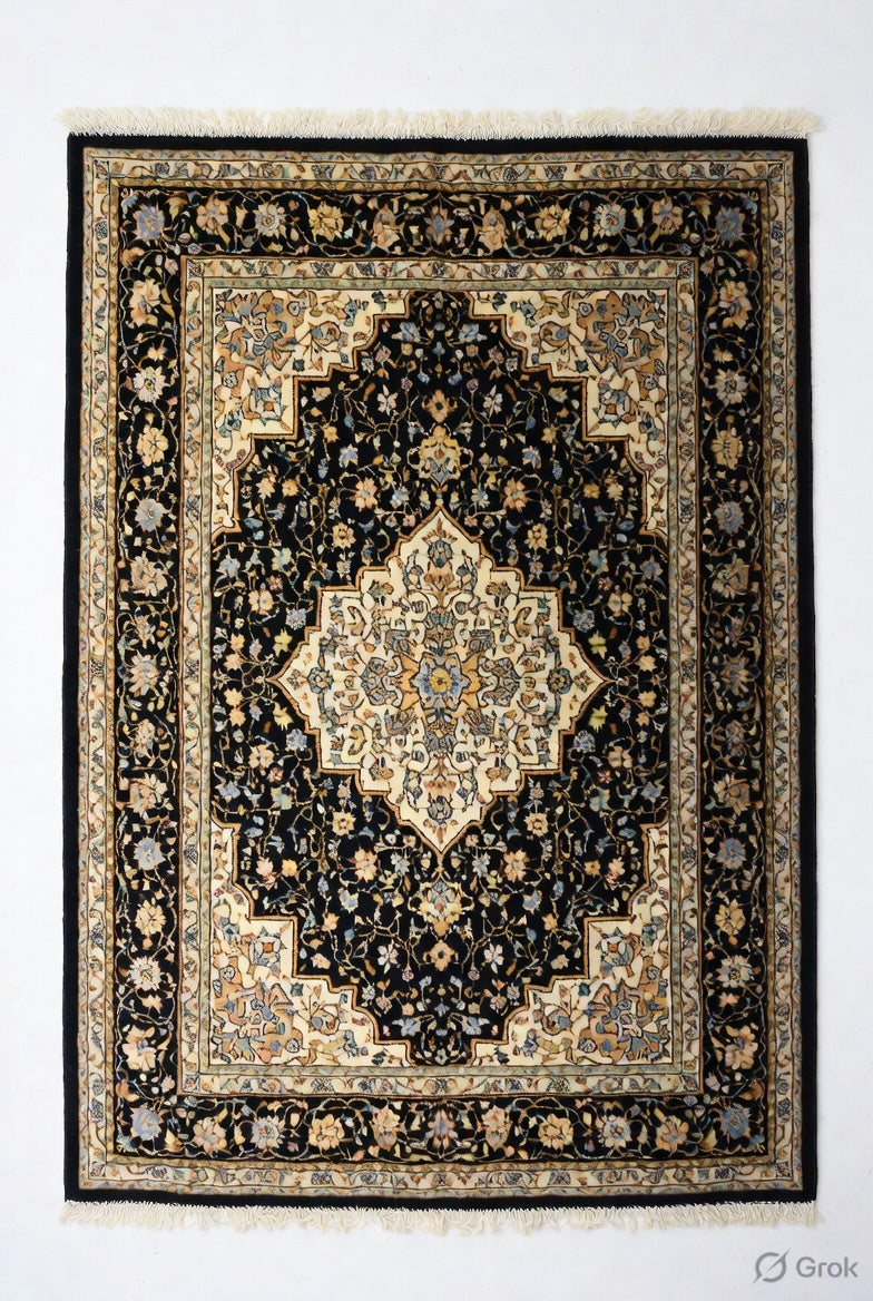 Floral borders in ivory Persian Medallion Carpets & Rugs